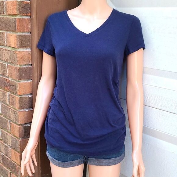 Isabel maternity navy blue vneck t-shirt - Picture 1 of 6